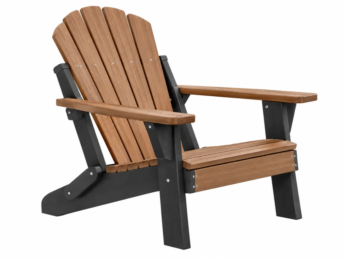 Adirondack Gartenstuhl 78 x 86 x 96 cm aus Holz in Braun Schwarz mit breiten Armlehnen
