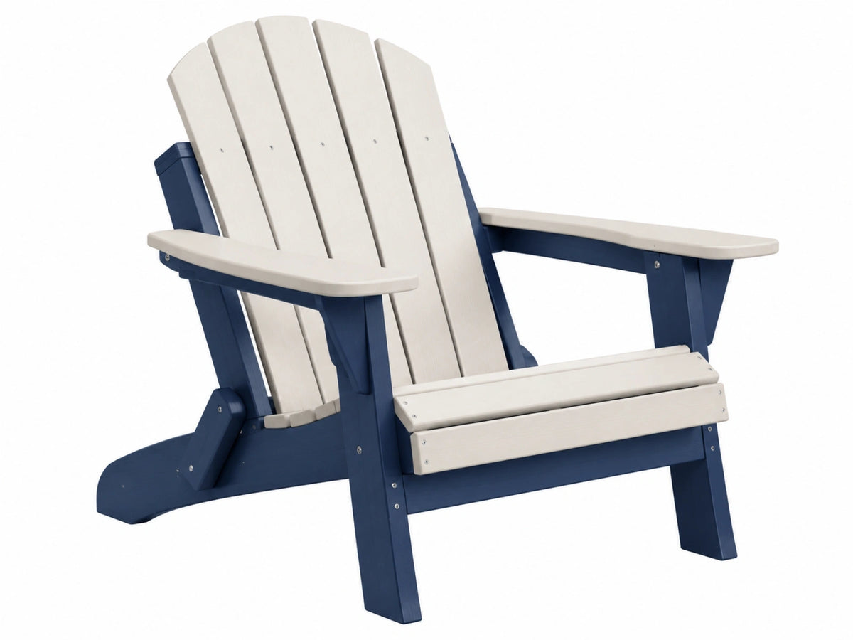 Adirondack Gartenstuhl 80 x 85 x 98 cm aus Kunststoff Blau Creme mit breiten Armlehnen