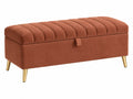Sitzbank mit Stauraum 110 x 45 x 45 cm rostbrauner Samtbezug gepolstert