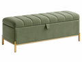 Sitzbank 100 x 40 x 45 cm aus Textil in Grün mit Stauraum und Metallgestell