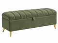 Sitzbank mit Stauraum 100 x 40 x 45 cm Samt Olivgrün gepolstert