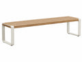 Sitzbank 180 x 40 x 45 cm Holz Naturweiß mit Metallgestell im modernen Lamellendesign