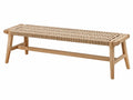 Sitzbank 120 x 40 x 45 cm Holz Naturfaser Beige Naturstil für Wohnbereich