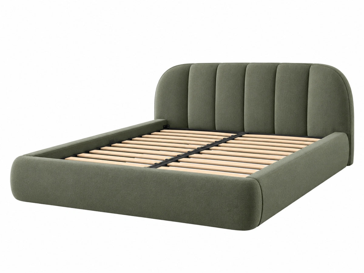 Polsterbett 180 x 200 cm Grün Stoffbett mit Lattenrost Modernes Doppelbett