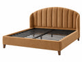 Polsterbett 160 x 200 cm in Camelbraun mit Textilbezug und Lattenrost im modernen Stil