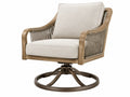 Drehsessel 82 x 78 x 100 cm aus Holz und Kordelgeflecht in Beige Braun - drehbarer Loungesessel