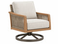 Drehsessel 78 x 82 x 92 cm aus Holz mit Seilgeflecht Beige für Terrasse