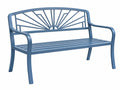 Gartenbank 122 x 59 x 87 cm aus Metall Blau mit Sonnenstrahlen-Rückenlehne