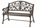 Gartenbank 127 x 62 x 98 cm aus Metall in Bronze mit ornamentaler Rückenlehne