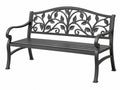 Gartenbank 122 x 61 x 91 cm aus Metall in Schwarz mit Blattdekor