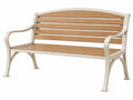 Gartenbank 125 x 65 x 90 cm Metall in Beige und Holzoptik 2-Sitzer mit Armlehnen