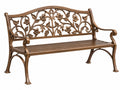 Metall Gartenbank 122 x 62 x 95 cm Bronze mit floralem Muster für Außenbereich